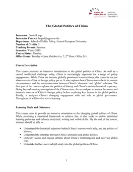 The Global Politics of China