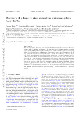 Discovery of a Large Hi Ring Around the Quiescent Galaxy AGC 203001