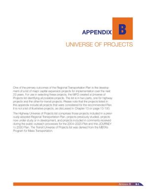 Appendix Universe of Projects