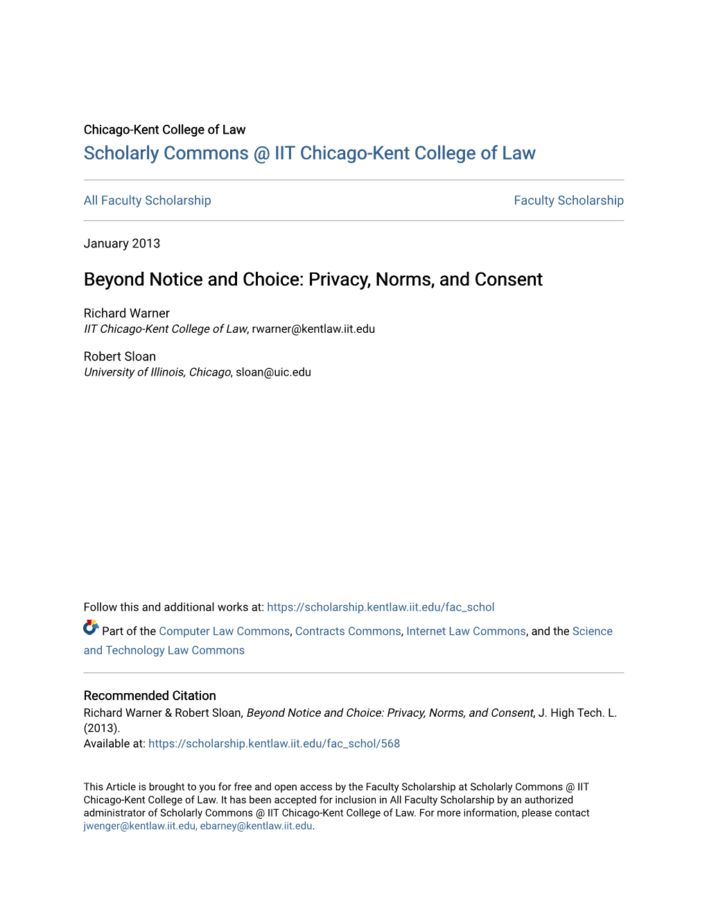 Beyond Notice and Choice: Privacy, Norms, and Consent