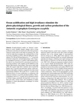 Ocean Acidification and High Irradiance Stimulate the Photo