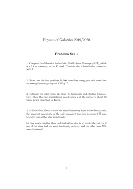 Physics of Galaxies 2019/2020