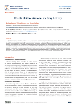 Effects of Stereoisomers on Drug Activity