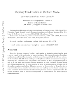 Capillary Condensation in Confined Media