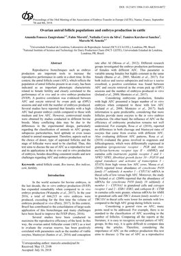 Ovarian Antral Follicle Populations and Embryo Production in Cattle