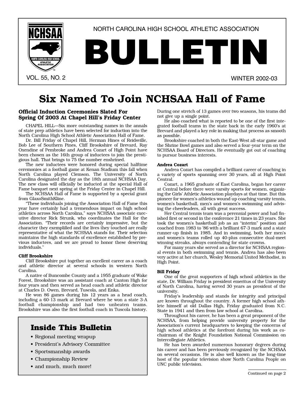 NCHSAA Bulletin 12/02