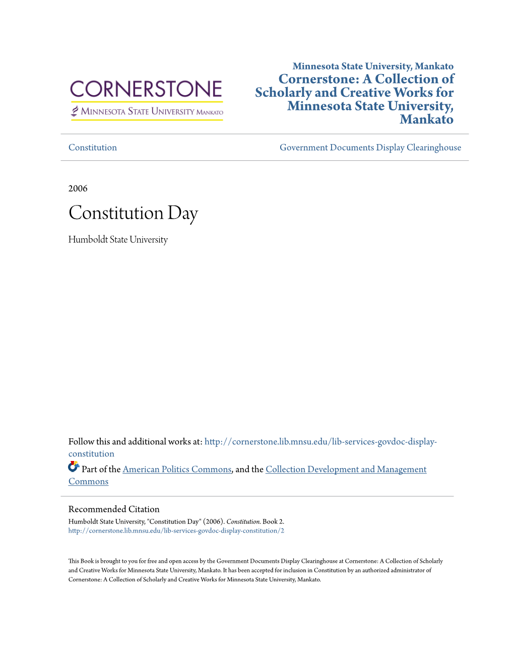 Constitution Government Documents Display Clearinghouse