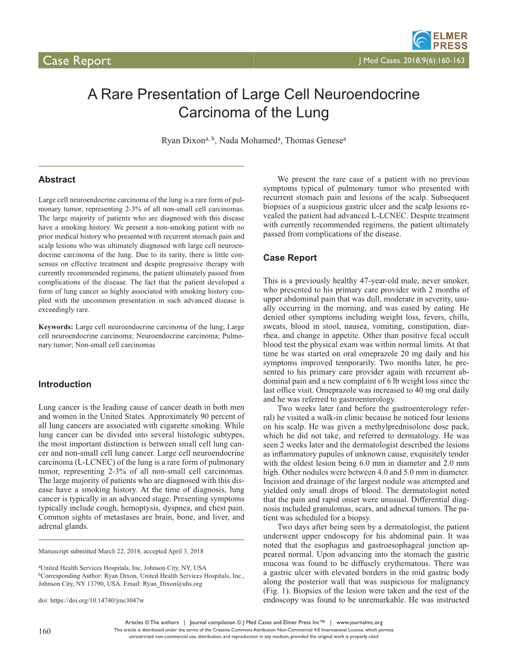 A Rare Presentation of Large Cell Neuroendocrine Carcinoma of the Lung