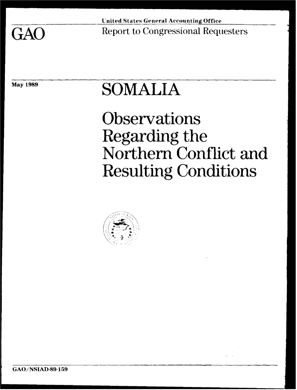 NSIAD-89-159 Somalia: Observations