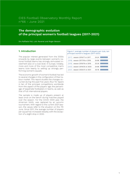 The Demographic Evolution of the Principal Women's Football Leagues (2017-2021)