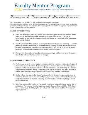 Research Proposal Guidelines