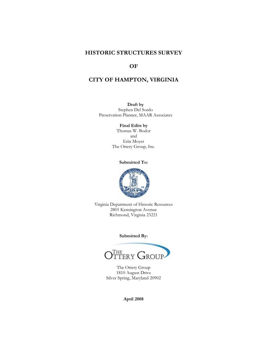 Historic Structures Survey of City of Hampton