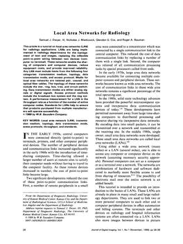 Local Area Networks for Radiology