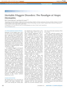 Heritable Filaggrin Disorders: the Paradigm of Atopic Dermatitis W.H