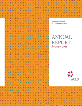 American Council of Learned Societies. Annual Report, 2017-2018