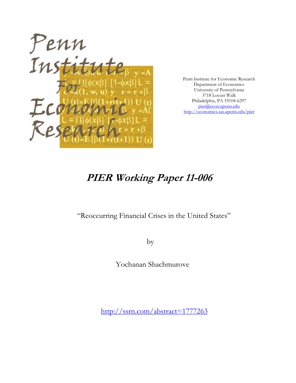 PIER Working Paper 11-006