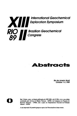 XIII International Geochemical Exploration Symposium JP/O MM Brazilian Geochemical F%Q MM Congress