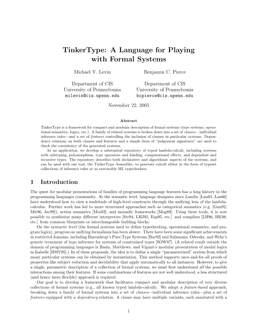 Tinkertype: a Language for Playing with Formal Systems