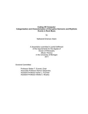 Coding OK Computer: Categorization and Characterization of Disruptive Harmonic and Rhythmic Events in Rock Music