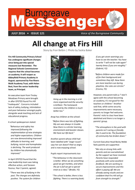 All Change at Firs Hill Story by Fran Belbin | Photo by Saskia Baker