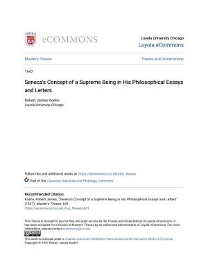 Seneca's Concept of a Supreme Being in His Philosophical Essays and Letters