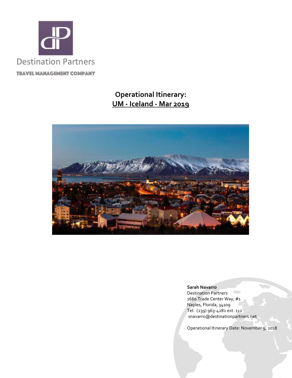 Operational Itinerary: UM - Iceland - Mar 2019