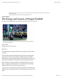 The Energy and Anxiety of Oregon Football - WSJ 5/29/19, 3�26 PM