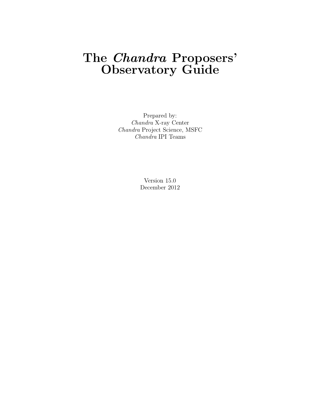 The Chandra Proposers' Observatory Guide