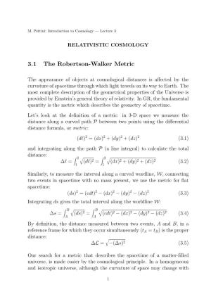 3.1 the Robertson-Walker Metric