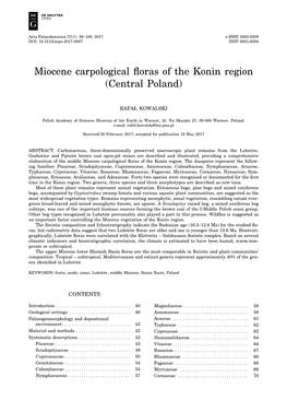 Miocene Carpological Floras of the Konin Region (Central Poland)
