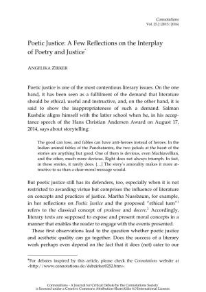 Poetic Justice: a Few Reflections on the Interplay of Poetry and Justice*