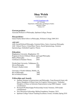 Shay Welch CV