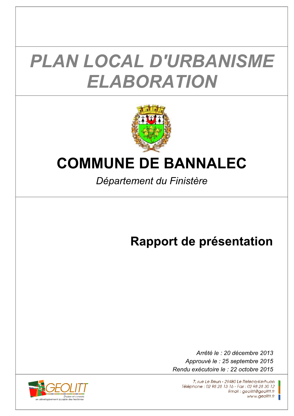 Plan Local D'urbanisme Elaboration Commune De