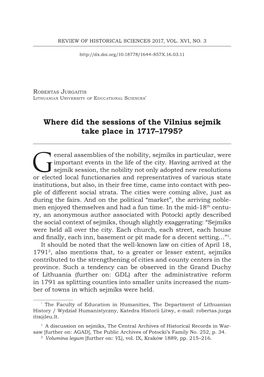 Where Did the Sessions of the Vilnius Sejmik Take Place in 1717–1795?
