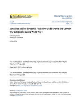 Johannes Baader's Postwar Plasto-Dio-Dada-Drama And