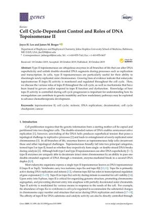 Cell Cycle-Dependent Control and Roles of DNA Topoisomerase II