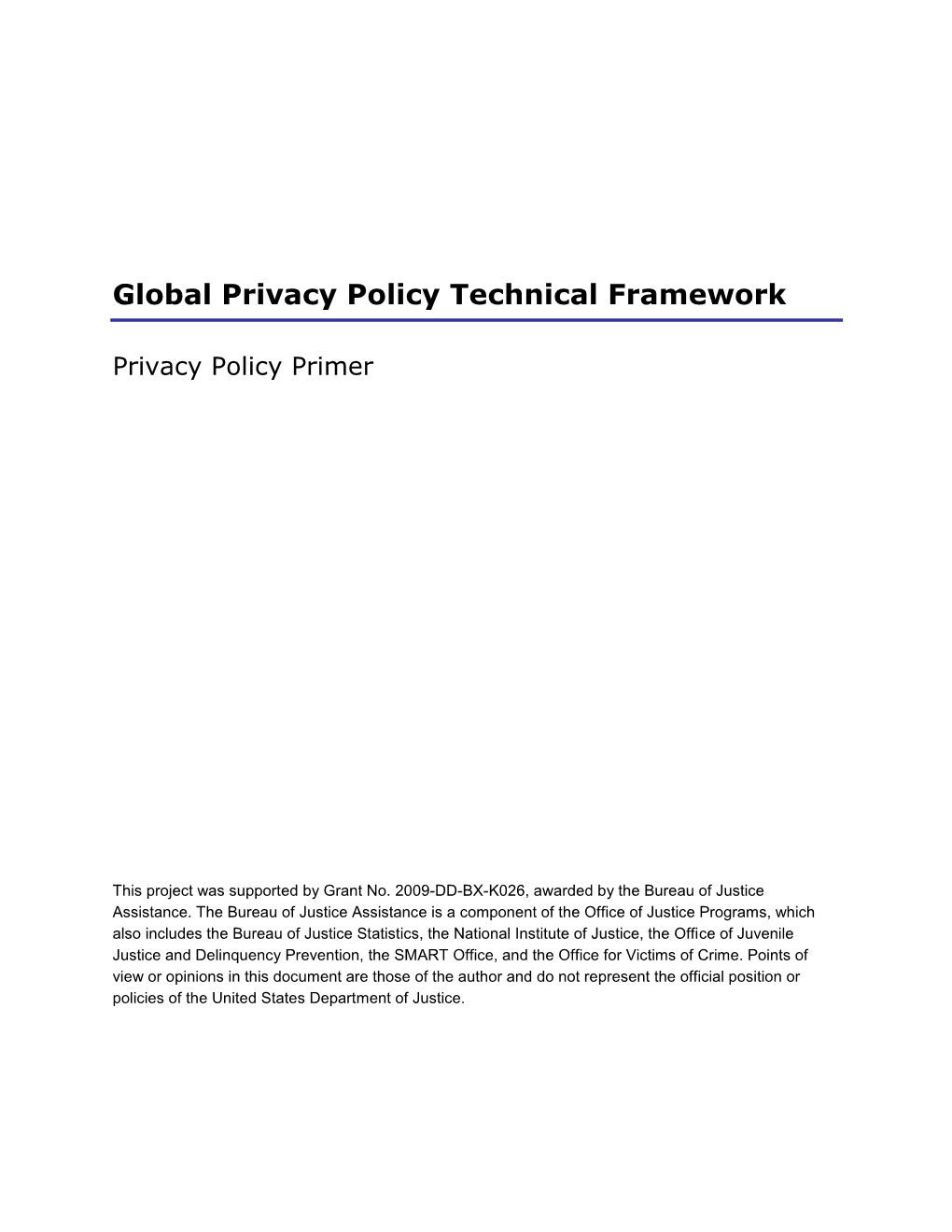 Privacy Policy Technical Framework Implementation Primer Document