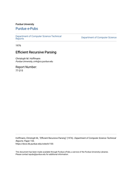 Efficient Recursive Parsing