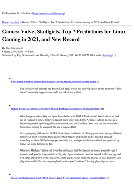 Games: Valve, Skullgirls, Top 7 Predictions for Linux Gaming in 2021, and New Record