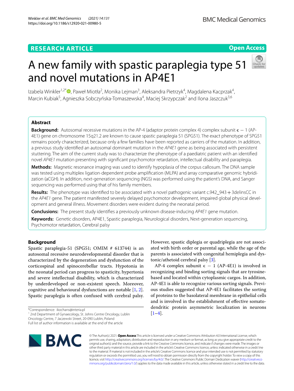 A New Family with Spastic Paraplegia Type 51 and Novel Mutations in AP4E1