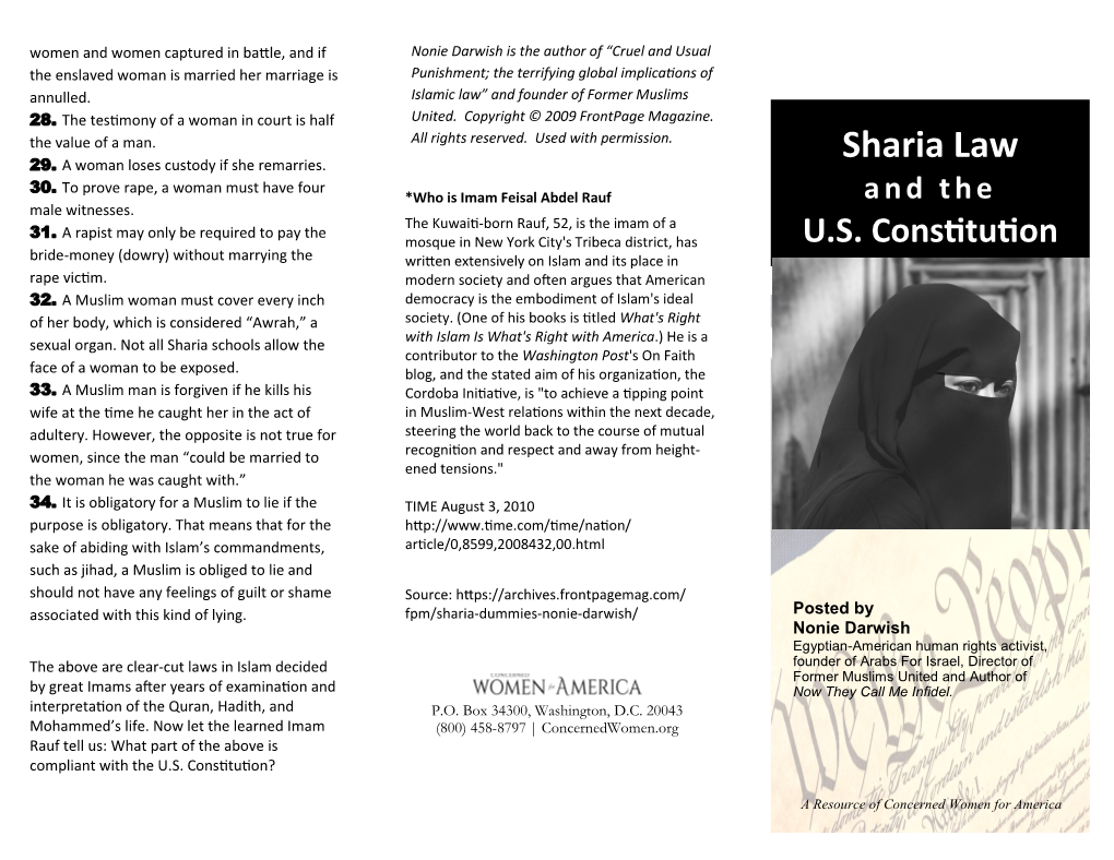 Sharia Law and the Constitution