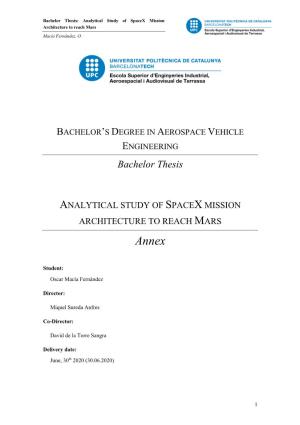 Bachelor Thesis: Analytical Study of Spacex Mission Architecture to Reach Mars Macía Fernández, O
