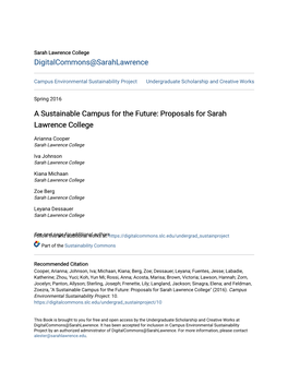 A Sustainable Campus for the Future: Proposals for Sarah Lawrence College