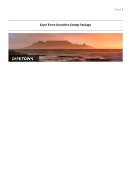 Cape Town Incentive Group Package