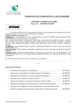 Conseil Du 10 Juillet 2017