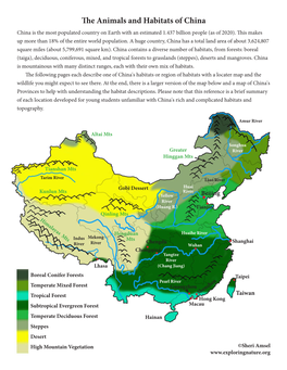 The Animals and Habitats of China China Is the Most Populated Country on Earth with an Estimated 1.437 Billion People (As of 2020)