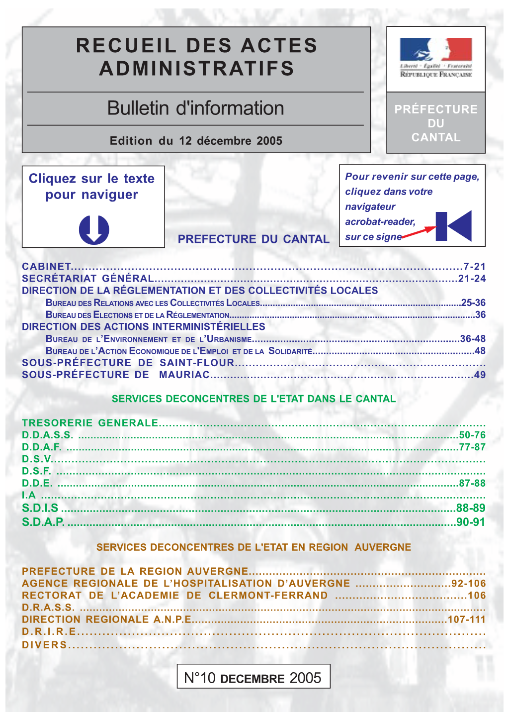 RECUEIL DES ACTES ADMINISTRATIFS Bulletin D'information