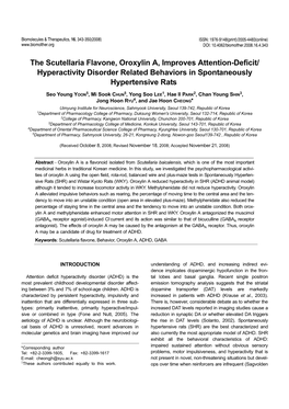 The Scutellaria Flavone, Oroxylin A, Improves Attention-Deficit/ Hyperactivity Disorder Related Behaviors in Spontaneously Hypertensive Rats