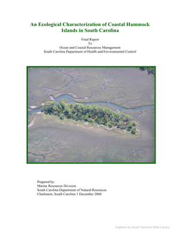 An Ecological Characterization of Coastal Hammock Islands in South Carolina