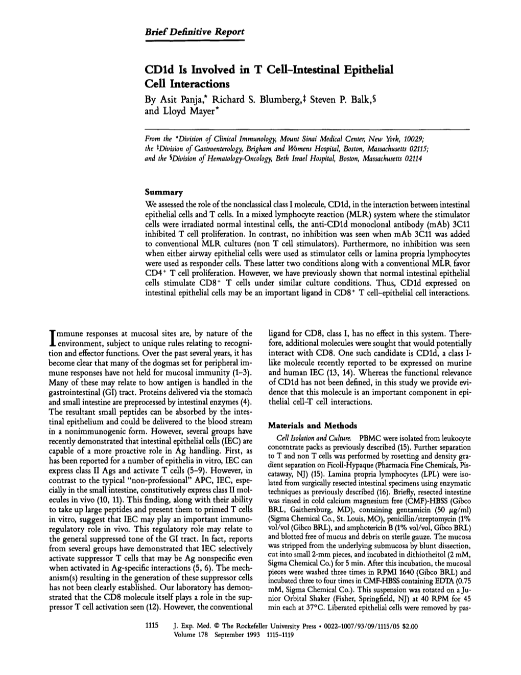 Cdld Is Involved in T Cell-Intestinal Epithelial Cell Interactions by Asit Panja,* Richard S